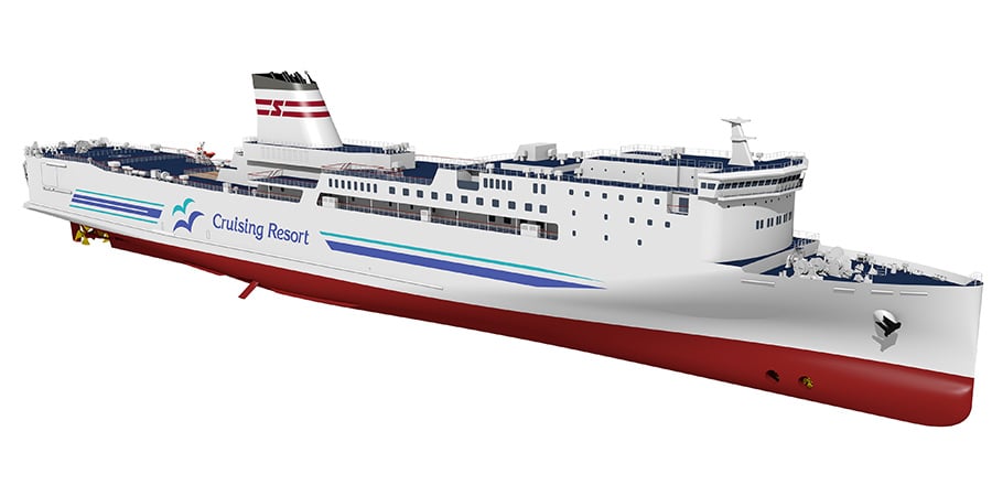 Large high-speed car ferry on which demonstration of the unmanned ship navigation system will be performed
