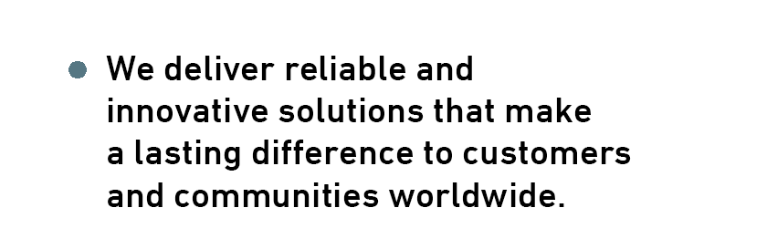 We deliver reliable andinnovative solutions that make a lasting difference to customers and communities worldwide.