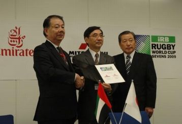 At the signing ceremony of IRB Rugby World Cup Sevens 2009 sponsorship