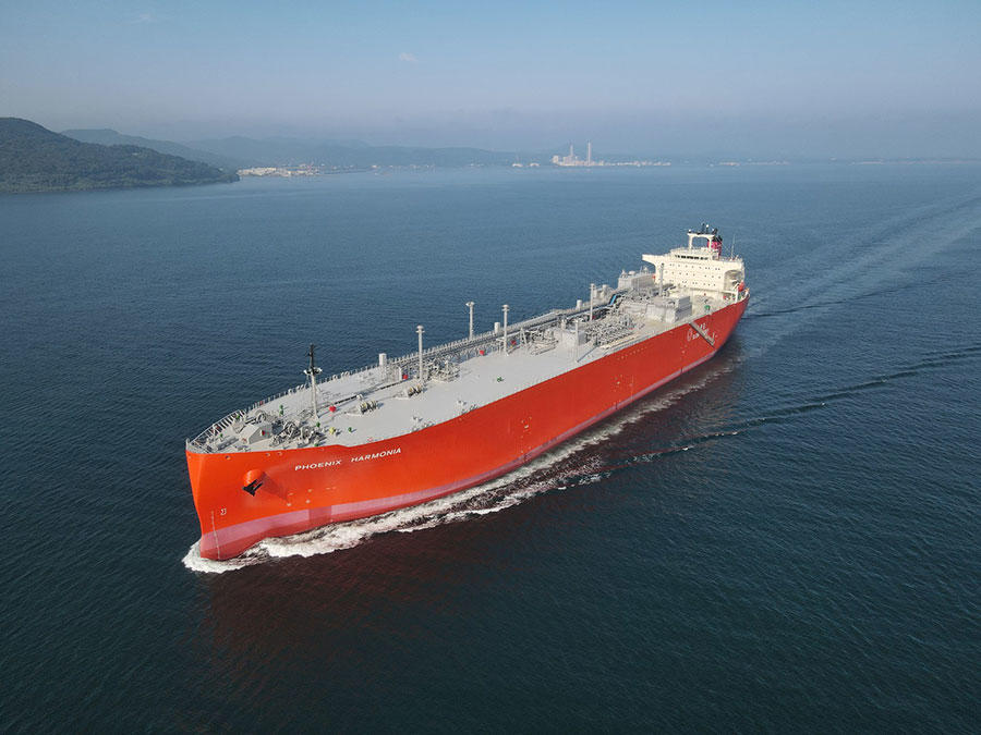 The newly completed LPG-powered PHOENIX HARMONIA, a very large LPG/ammonia carrier