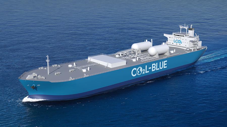 液化CO2輸送船（LCO2輸送船）のイメージ図