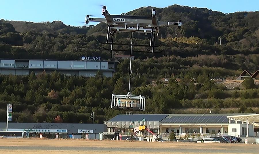 Medium-Sized UAV Used During Training for Transport of Supplies to Disaster Areas