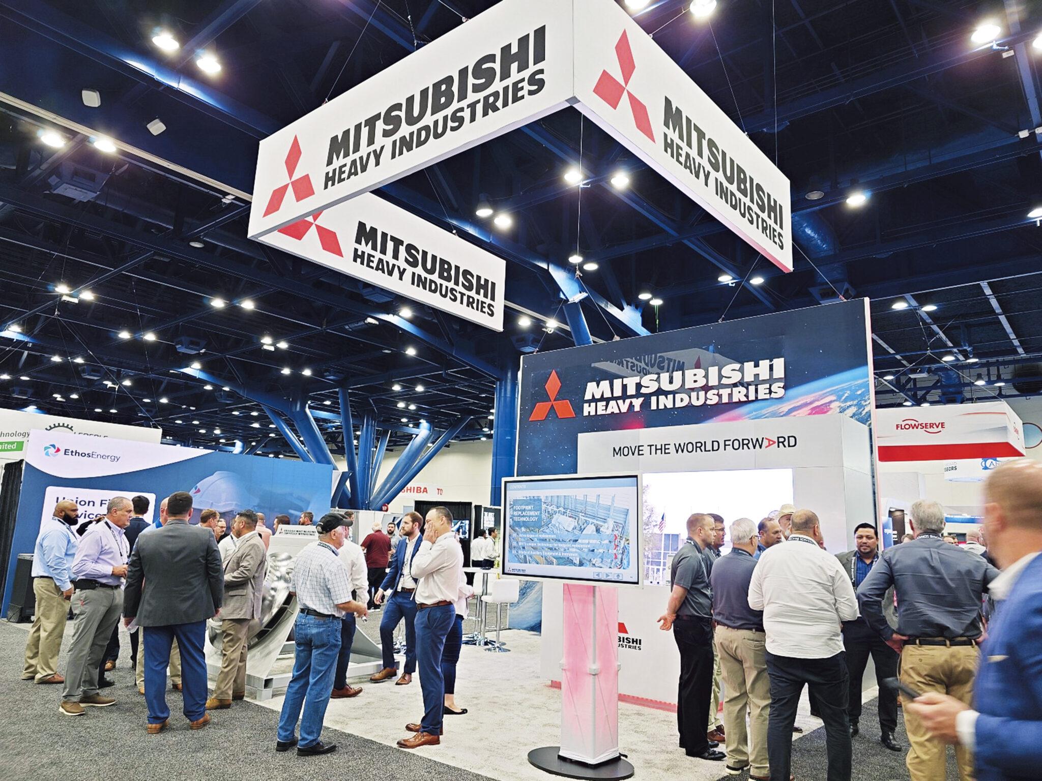 A lively booth with many visitors