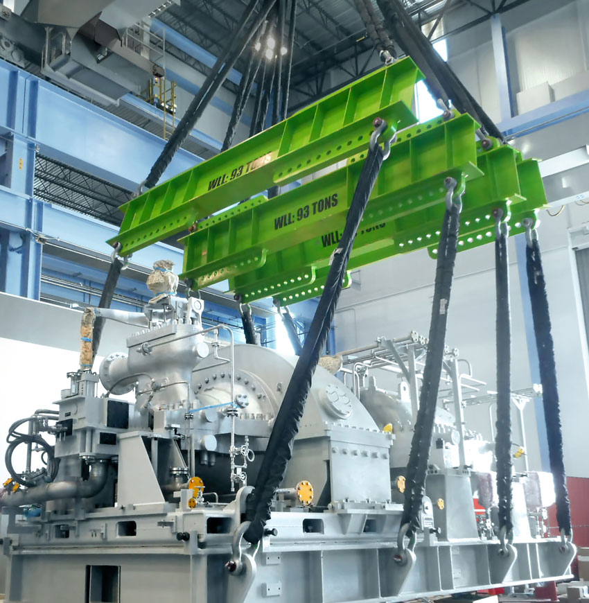 API 612 steam turbine driving an API 617 heat pump compressor 