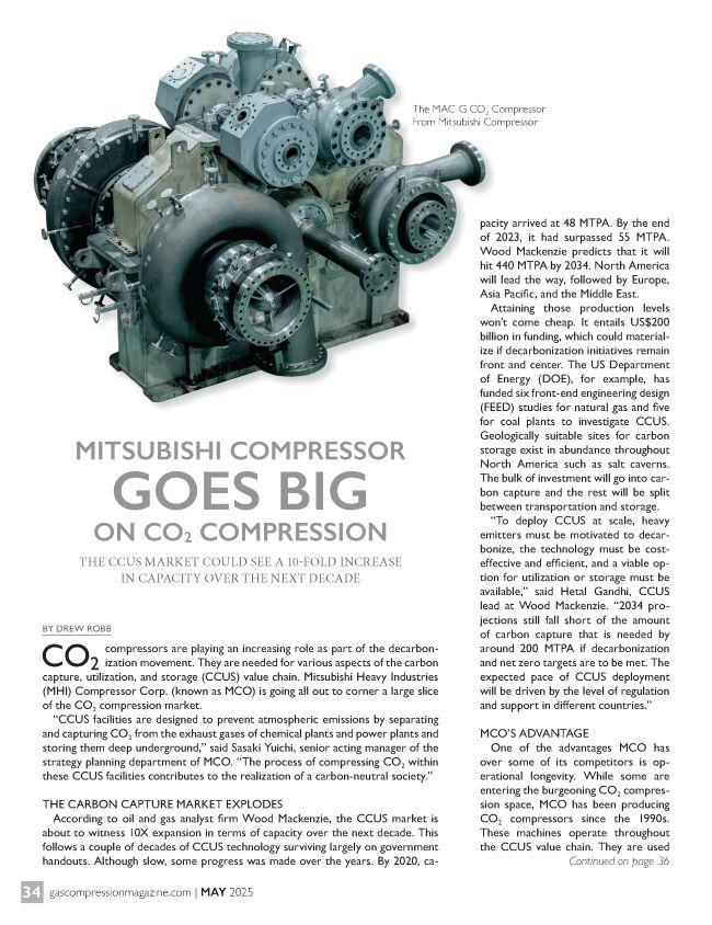 Mitsubishi Compressor Goes Big on CO2 Compression