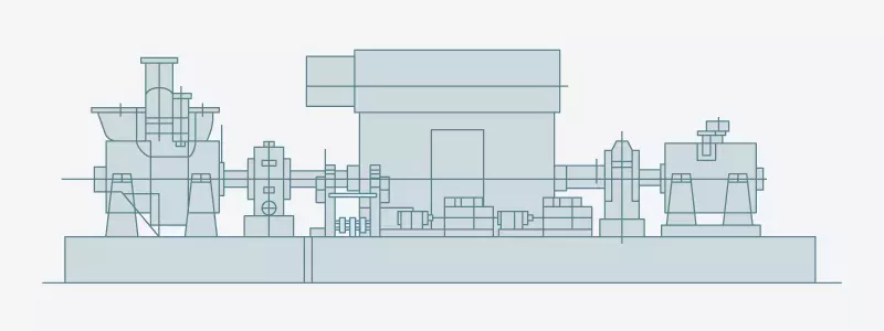 Layout of both shaft end drive compressor train using an electric motor