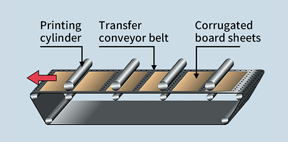 Illustration of the one piece suction belt in the transfer conveyor unit