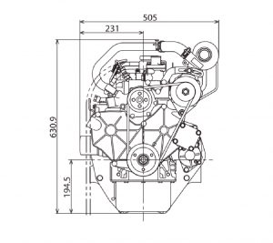 MVS4L2 diesel engine dimension drawing