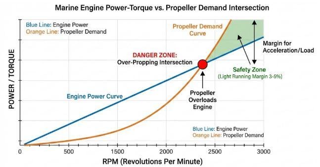 Marine ENgine Power-Torque vs. propeller Demand Intersection