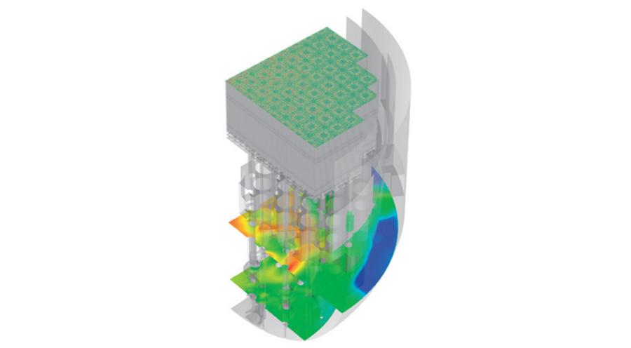Coolant velocity distribution inside the reactor
