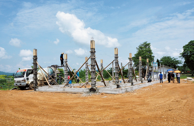 A school building under construction. It is not uncommon to see MACO employees on site helping the local workers. A school building under construction. It is not uncommon to see MACO employees on site helping the local workers.