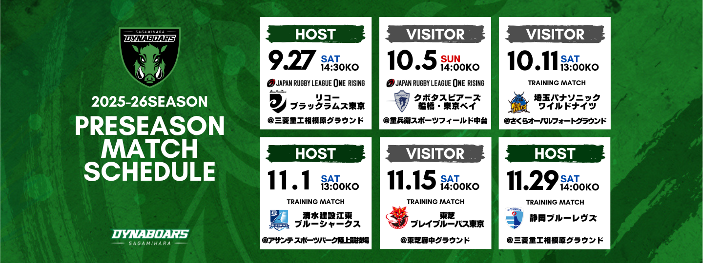 2025-26プレシーズンマッチ一覧