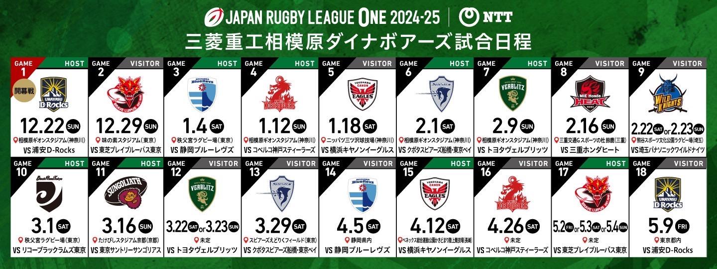 NTTジャパンラグビー リーグワン2024-25 大会日程決定