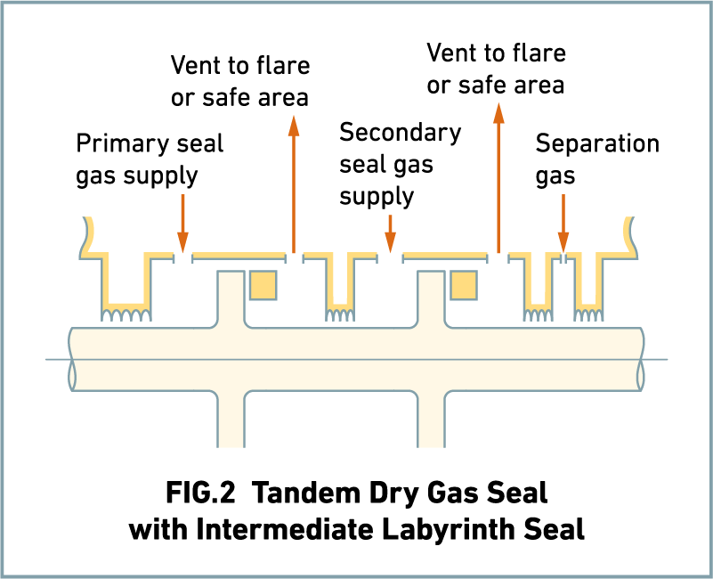 FIG.2 Tandem Dry Gas Seal with Intermediate Labyrinth Seal