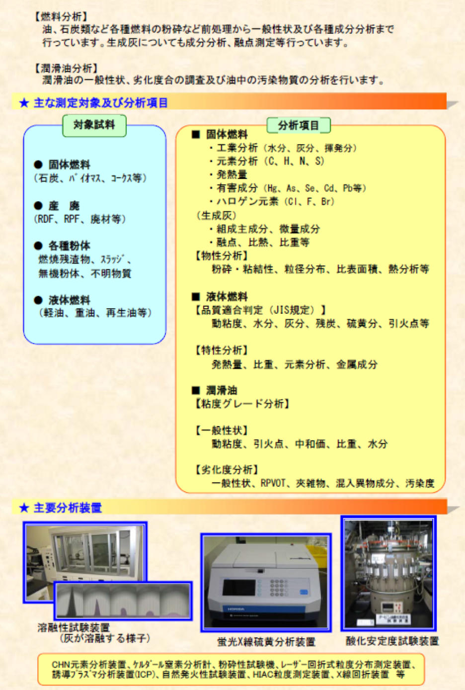 燃料・潤滑油分析