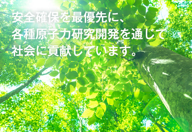 安全確保を最優先に、各種原子力研究開発を通じて社会に貢献しています。