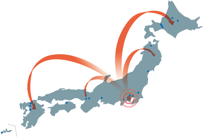 日本地図：相模原中心