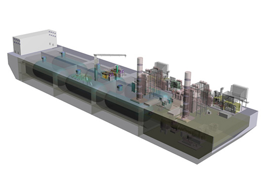 LNG発電設備(GTCC)を併設し、発電バージ化したFSRU