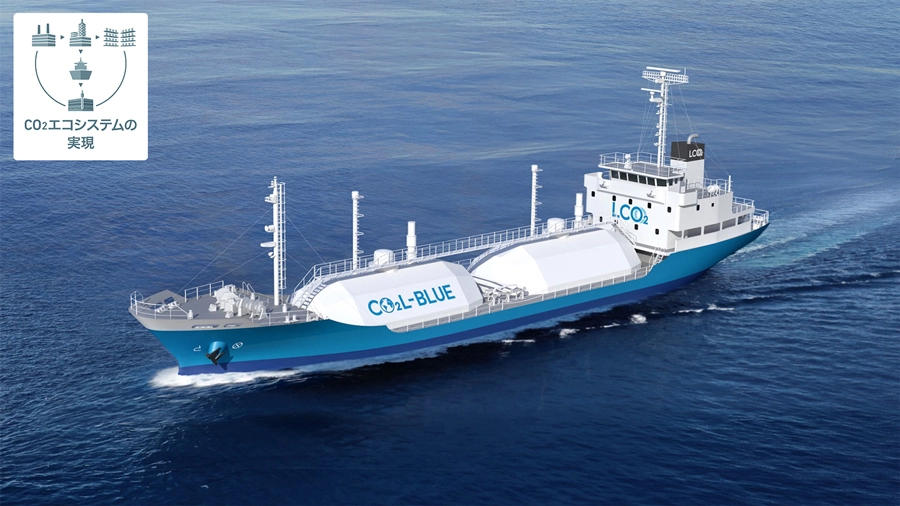 液化CO2輸送の実証試験船のイメージ図