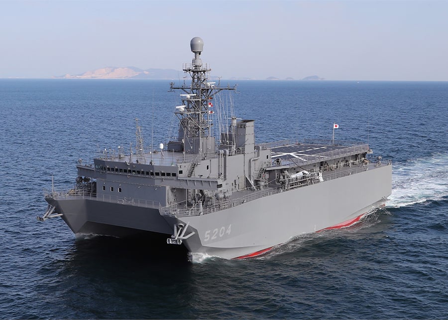 防衛省向け音響測定艦「びんご」の引渡式を三菱重工マリタイム