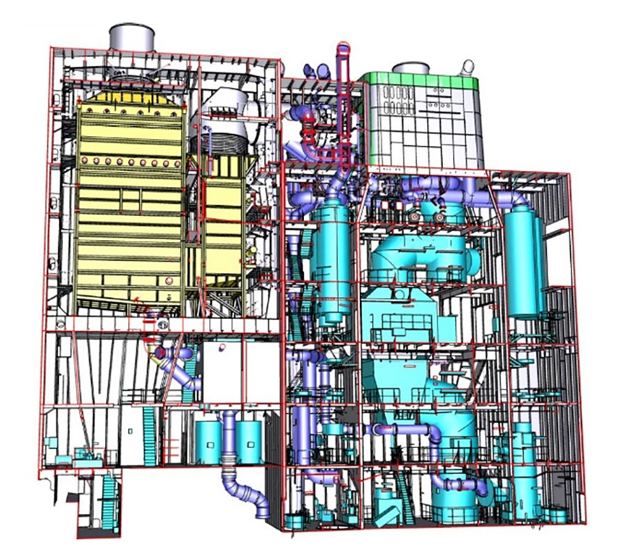 Arrangement of a scrubber onboard a 14,000 TEU container ship