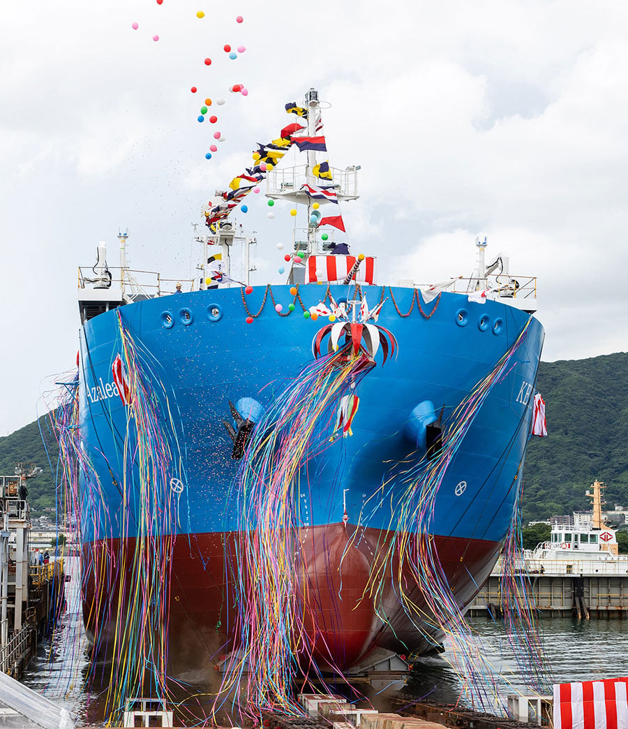 Mitsubishi Shipbuilding Holds Christening and Launch Ceremony in