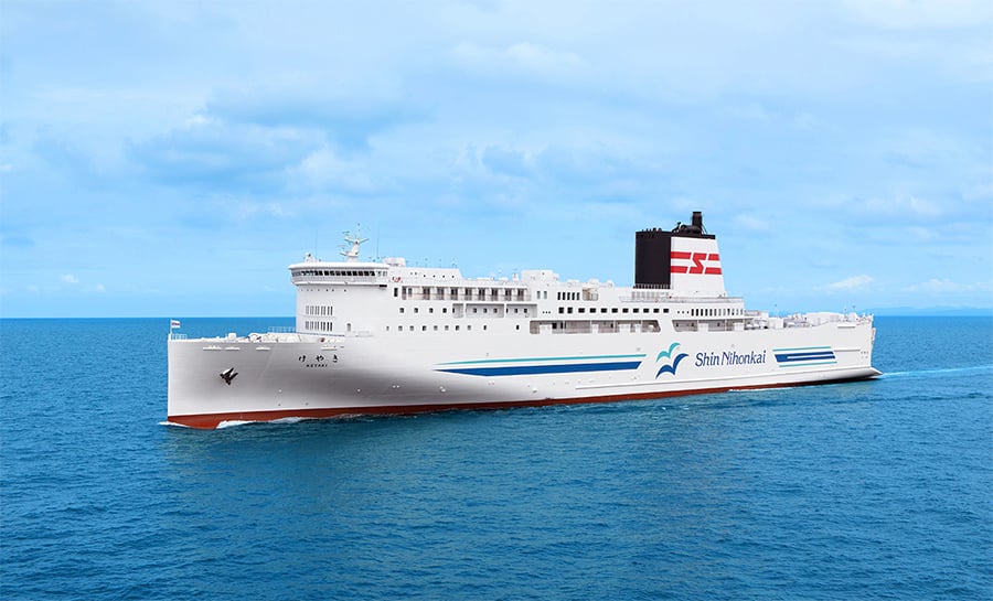 Mitsubishi Shipbuilding Delivers Large Car Ferry KEYAKIto Shin Nihonkai Ferry and Japan Railway Construction, Transport and Technology Agency