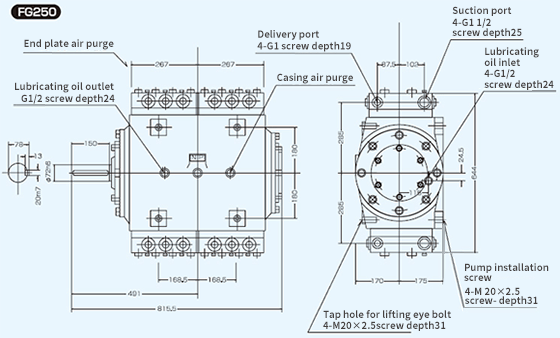Dimensional Drawing of FG250