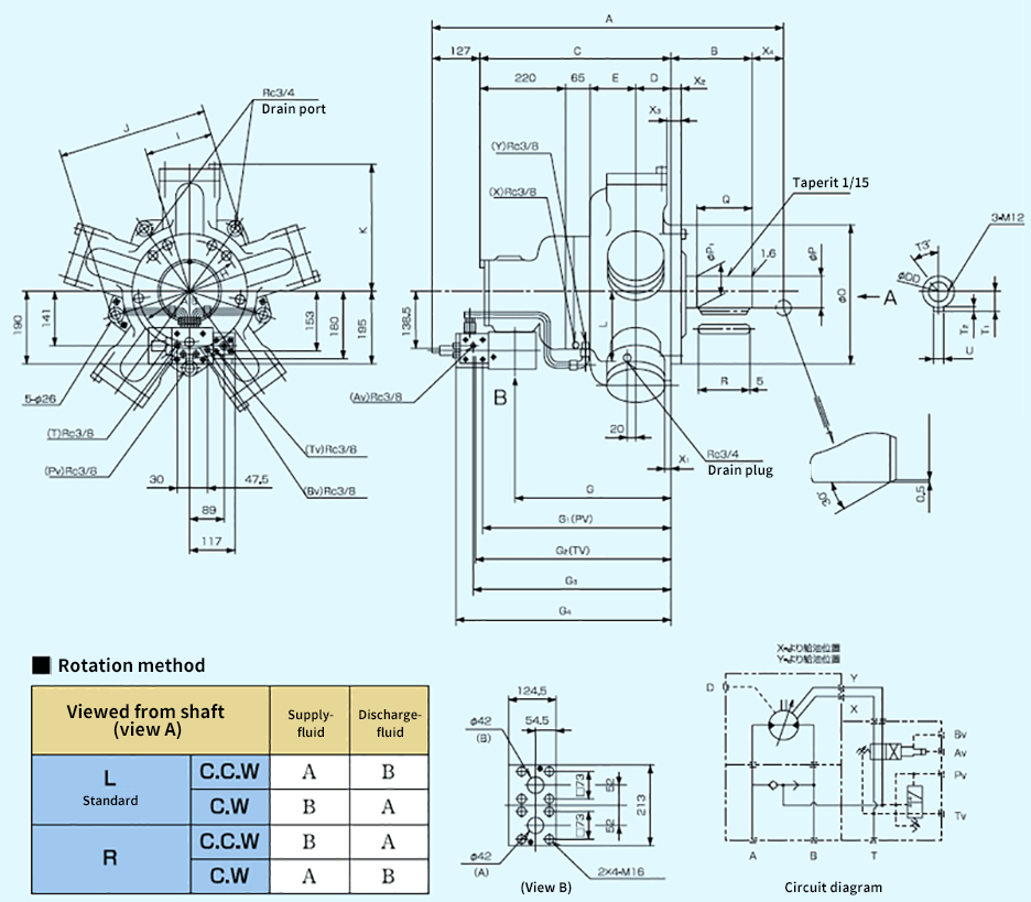 Dimensional Drawing of Mitsubishi RMM Motor