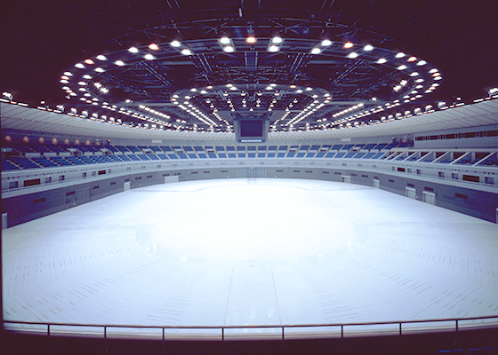 Photograph of a retractable seat layout for an exhibition and trade fair