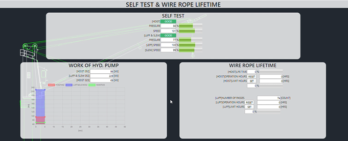 Crane measurement records screen (example)