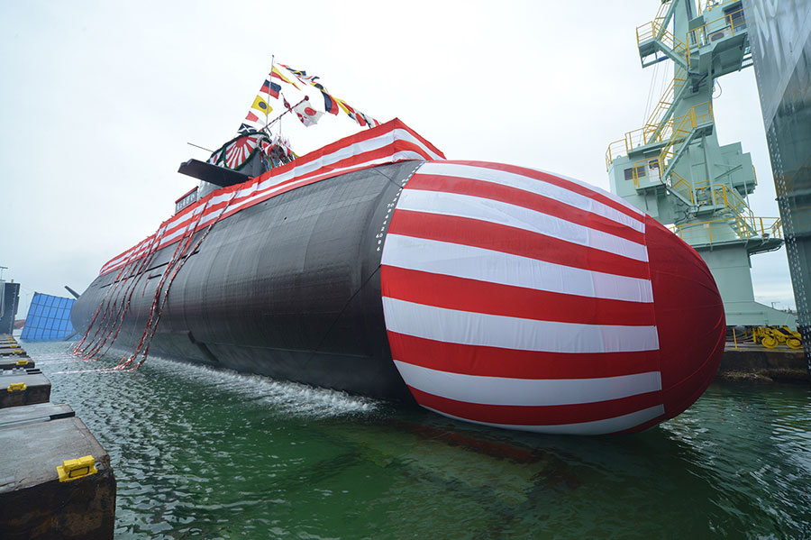 防衛省向け3,000トン型潜水艦「ちょうげい」の命名式・進水式を神戸造船所で実施 「そうりゅう」型の後継に当たる「たいげい」型5番艦 | 三菱重工