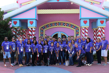 Volunteers at a special resort facility for sick children and their families, Florida, USA