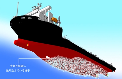 本システムを搭載したモジュール運搬船を下から見たイメージ