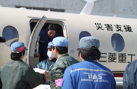 Transported medical supplies using company aircraft