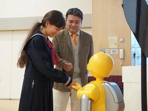 Shaking hands with wakamaru