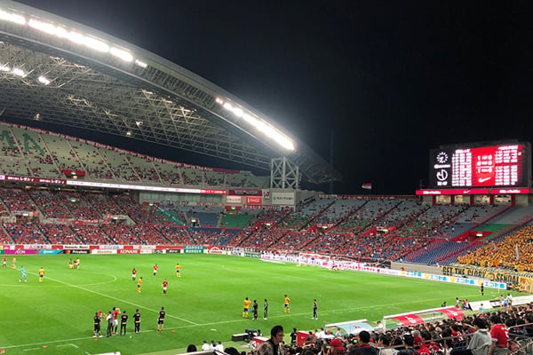 The shining green pitch of Saitama Stadium