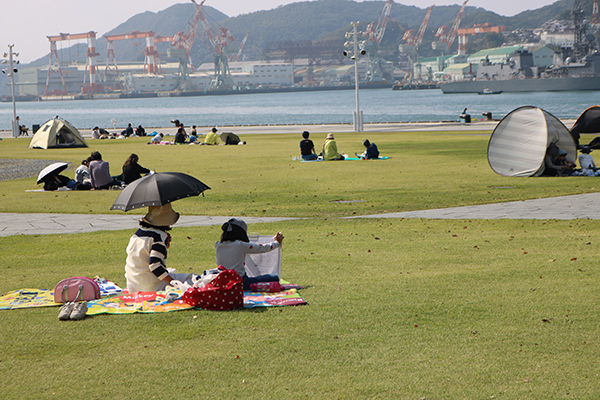 Nagasaki Seaside Park adjacent to Nagasaki Bay