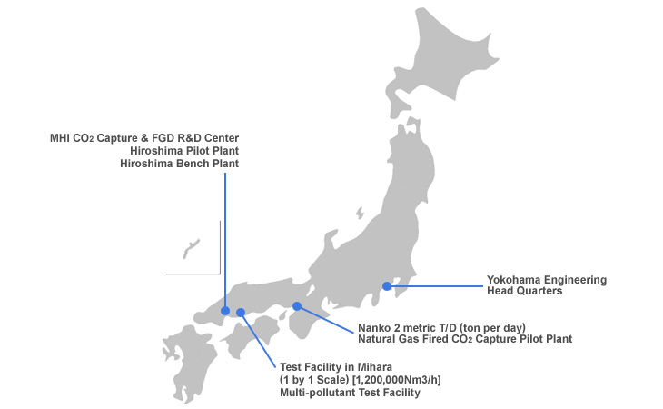 R&D, Pilot Plant & Engineering Head Quarters described in japan map.