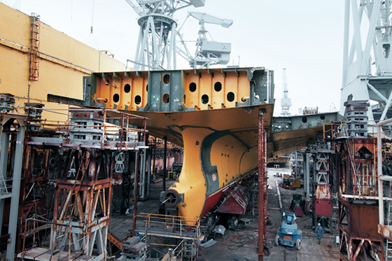 This massive block will form the stern