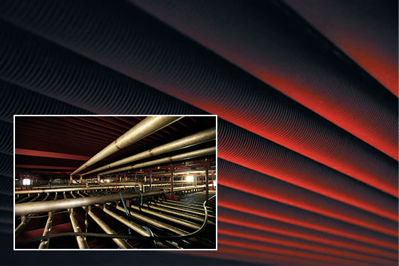 Photo:Inside the exhaust heat recovery boiler module.