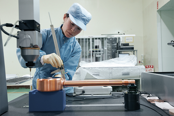 Photo:The structural components of the proton accelerator for which dimensions are checked=