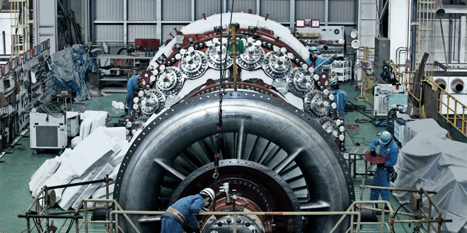 写真:タービンを製作する工場の様子