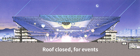 Image of a retractable roof in the closed position (as used for events)