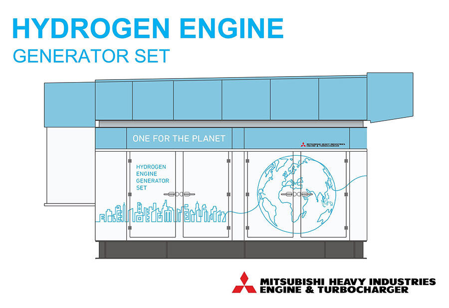 Illustration of hydrogen engine generator set for technical evaluation