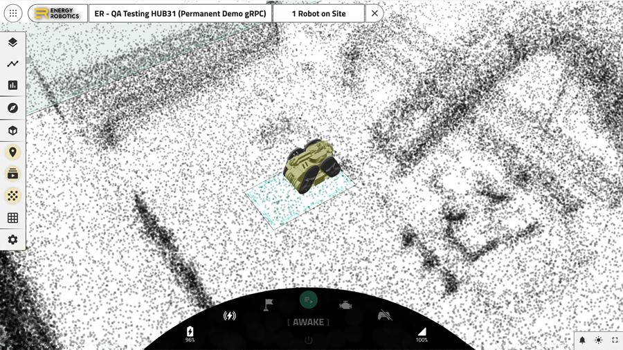 Screenshot of a virtual EX ROVR "ASCENT" operating on Energy Robotics' fleet management platform.