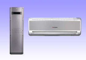 【左:床置インバーター機種(GIシリーズ)<br />右:壁掛インバーター機種(MIシリーズ)】